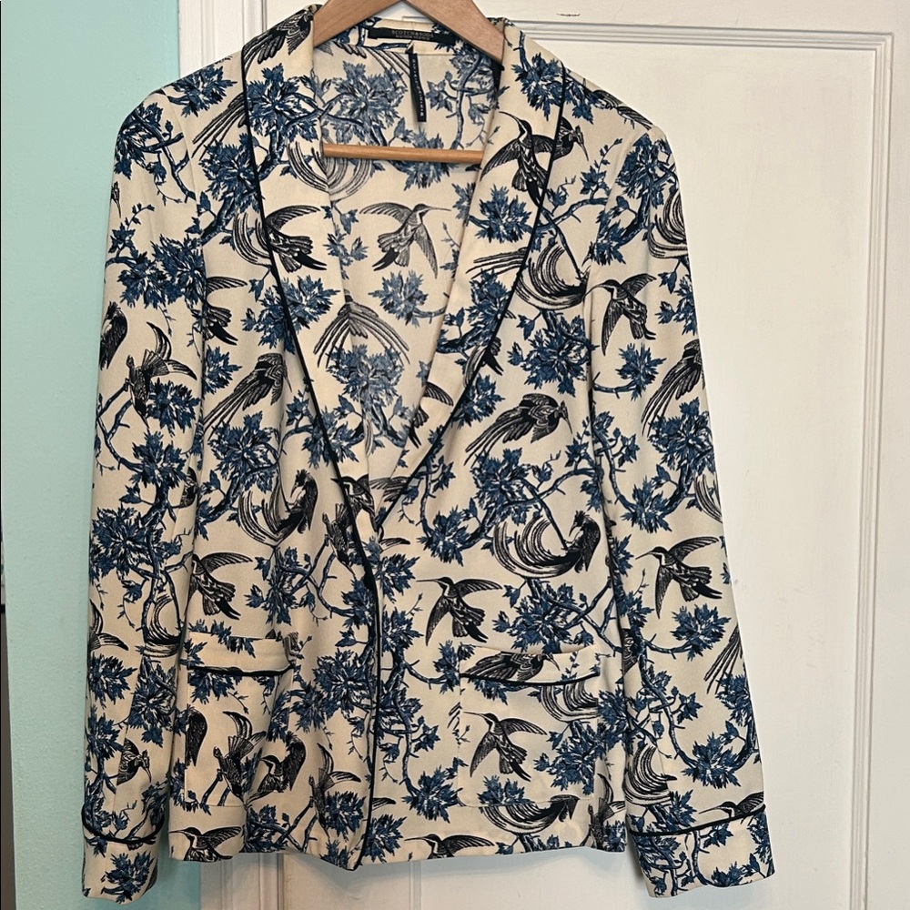 Scotch & Soda Cream and Blue Patterned Blazer
